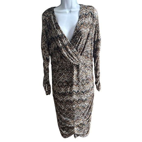NWT Elegant Plus-Size Multicolor Ruched Dress - Picture 1 of 6